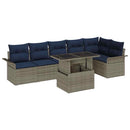 Havesofa Sæt med pude 7 pcs Grå Poly rattan