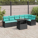 Havesofa Sæt med pude 7 pcs Sort Poly rattan