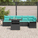 Havesofa Sæt med pude 7 pcs Sort Poly rattan