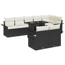 Havesofa Sæt med pude 9 pcs Sort Poly rattan