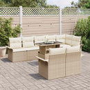 Havesofa Sæt med pude 9 pcs Beige Poly rattan