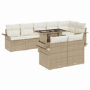 Havesofa Sæt med pude 9 pcs Beige Poly rattan