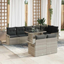 Havesofa Sæt med pude 9 pcs Lysegrå Poly rattan