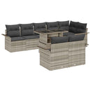 Havesofa Sæt med pude 9 pcs Lysegrå Poly rattan