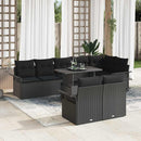 Havesofa Sæt med pude 9 pcs Sort Poly rattan
