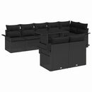 Havesofa Sæt med pude 9 pcs Sort Poly rattan