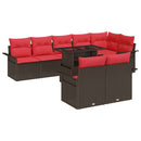 Havesofa Sæt med pude 9 pcs Brun Poly rattan