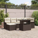 Havesofa Sæt med pude 7 pcs Brun Poly rattan