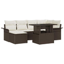 Havesofa Sæt med pude 7 pcs Brun Poly rattan