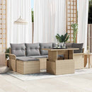 Havesofa Sæt 7 stk. Beige Poly rattan