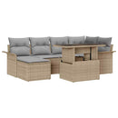 Havesofa Sæt 7 stk. Beige Poly rattan