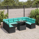 Havesofa Sæt med pude 10 pcs Sort Poly rattan