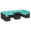 Havesofa Sæt med pude 11 pcs Sort Poly rattan