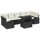 Havesofa Sæt 8 stk. Sort polyrattan