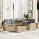 Havesofa Sæt med opbevaring 6 pcs Beige og lys grå polyrattan