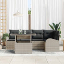 Havesofa Sæt med opbevaring med pude 6 pcs Lysegrå polyrattan