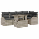 Havesofa Sæt med opbevaring med pude 6 pcs Lysegrå polyrattan