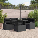 Havesofa Sæt med pude 6 pcs Sort polyrattan