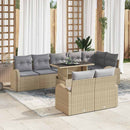 Havesofa Sæt med opbevaring 9 pcs Beige og lys grå polyrattan