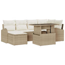 Havesofa Sæt med pude 7 pcs beige og cremefarvet