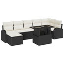 Havesofa Sæt med opbevaring 8 pcs Sort og Cream polyrattan