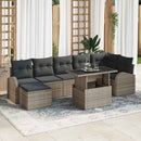 Havesofa Sæt 8 pcs Grå Polyrattan og pulverlakeret stål og glas