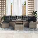 Havesofa Sæt 8 pcs Grå Polyrattan og pulverlakeret stål og glas