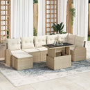 Havesofa Sæt med opbevaring 8 pcs Beige og creme polyrattan