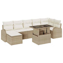 Havesofa Sæt med opbevaring 8 pcs Beige og creme polyrattan