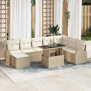 Havesofa Sæt med opbevaring 9 pcs Beige og creme polyrattan