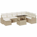 Havesofa Sæt med opbevaring 9 pcs Beige og creme polyrattan
