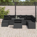 Havesofa Sæt 9 pcs Sort Polyrattan og pulverlakeret stål