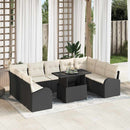 Havesofa Sæt med opbevaring 10 pcs Sort og Cream polyrattan