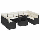 Havesofa Sæt med opbevaring 10 pcs Sort og Cream polyrattan