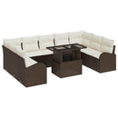 Havesofa Sæt med opbevaring 10 pcs Brun og Creme polyrattan