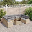 Havesofa Sæt med opbevaring 10 pcs Beige og lys grå polyrattan