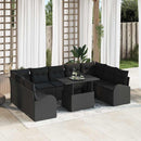 Havesofa Sæt med opbevaring med pude 10 pcs Sort polyrattan