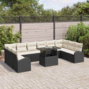 Havesofa Sæt med pude 11 pcs Sort og cremefarvet polyrattan