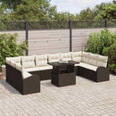 Havesofa Sæt med opbevaring 11 pcs Brun og Creme polyrattan