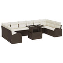 Havesofa Sæt med opbevaring 11 pcs Brun og Creme polyrattan