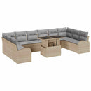 Havesofa Sæt med opbevaring 11 pcs Beige og lys grå polyrattan