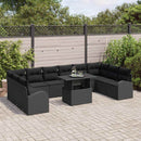 Havesofa Sæt med opbevaring med pude 11 pcs Sort polyrattan