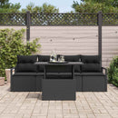 Havesofa Sæt med opbevaring med pude 5 pcs Sort polyrattan