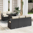 Havesofa Sæt med opbevaring med pude 6 pcs Sort polyrattan
