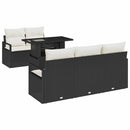 Havesofa Sæt med opbevaring med pude 6 pcs Sort polyrattan