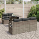 Havesofa Sæt med opbevaring med pude 6 pcs Grå polyrattan