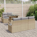 Havesofa Sæt med opbevaring 6 pcs Beige og lys grå polyrattan