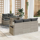 Havesofa Sæt med opbevaring med pude 6 pcs Lysegrå polyrattan