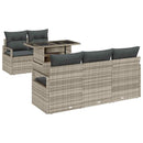 Havesofa Sæt med opbevaring med pude 6 pcs Lysegrå polyrattan
