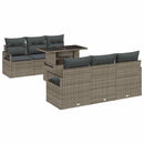 Havesofa Sæt med opbevaring med pude 7 pcs Grå polyrattan